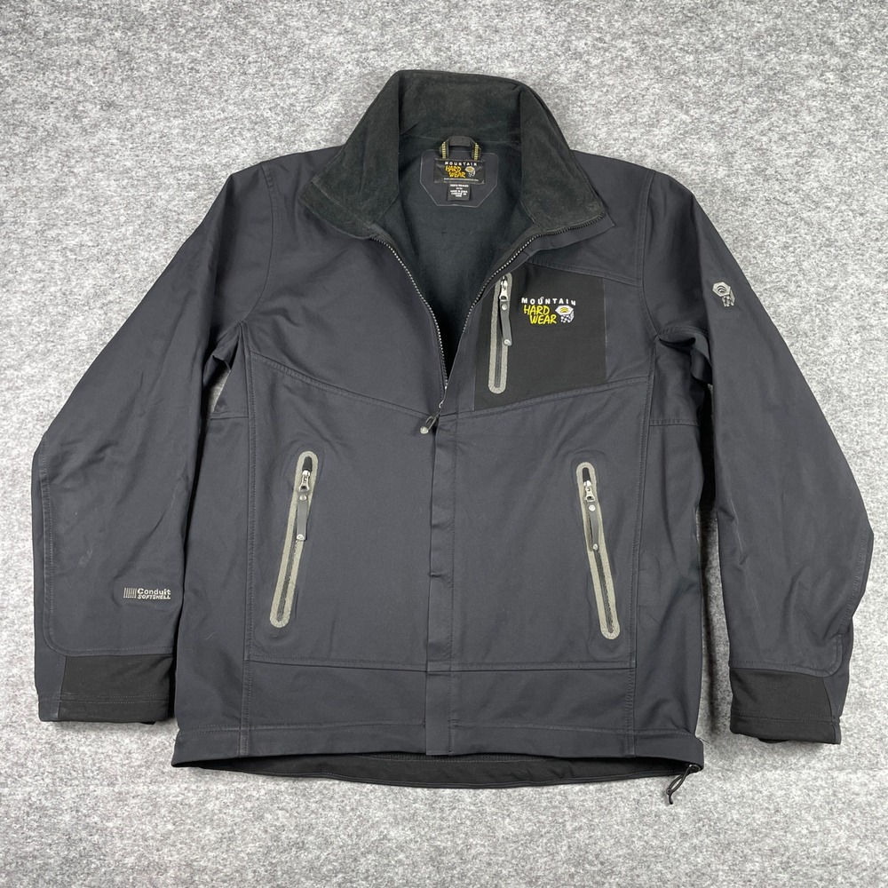 Mountain Hardwear Jacket Mens Medium Black Conduit Softshell Full Zip Outdoor